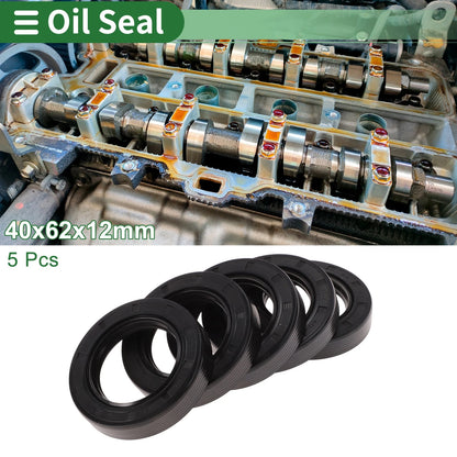 Oil Seal 40x62x12mm NBR Rubber High Pressure Black 5 Pcs