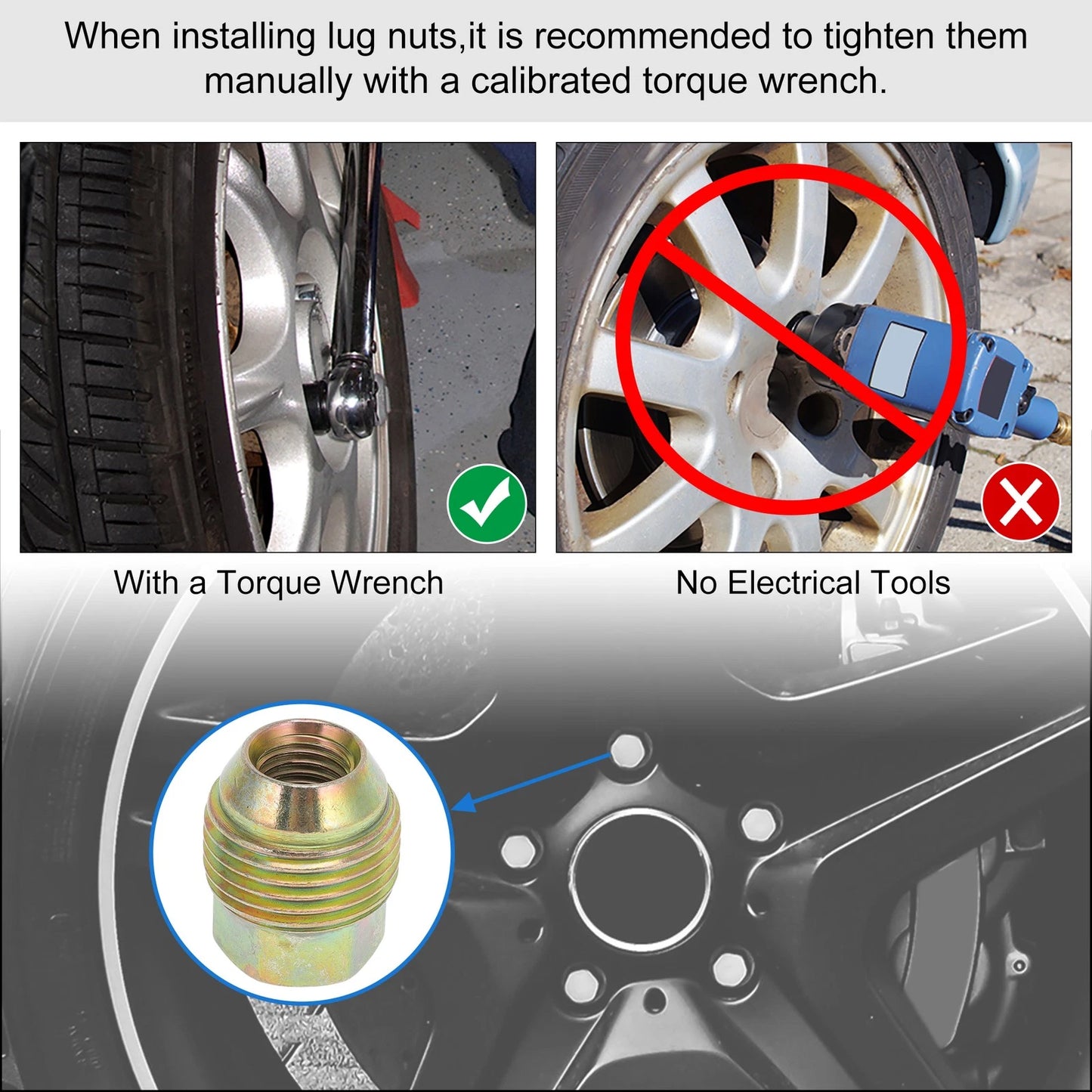 4 Pcs M12x1.5 Wheel Lug Nuts for Chevrolet Aveo (2005 - 2011)