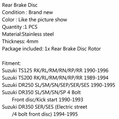 Rear Brake Disc Rotor for Suzuki DR350/TS125/TS200 (1990-1999)