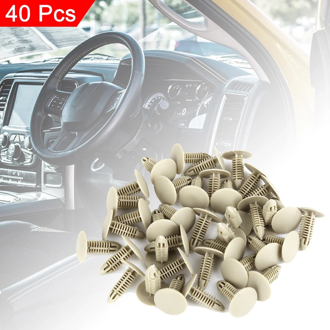 40pcs Plastic Bolt Rivets Fastener Bumper Retainer Clips Beige for Toyota