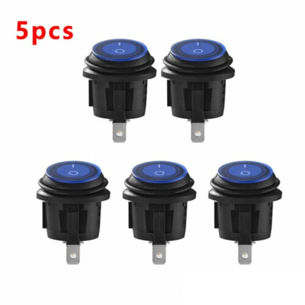 5x Round Switch Blue Light LED 12V for Car/Boat/Truck Rocker Toggle ON/OFF