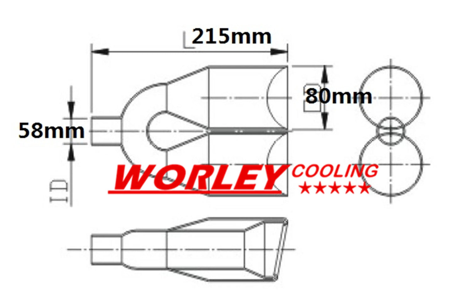 Exhaust Tip 2.25" Inlet Double Round Slanted Rolled
