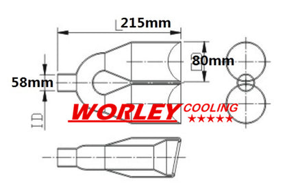 Exhaust Tip 2.25" Inlet Double Round Slanted Rolled