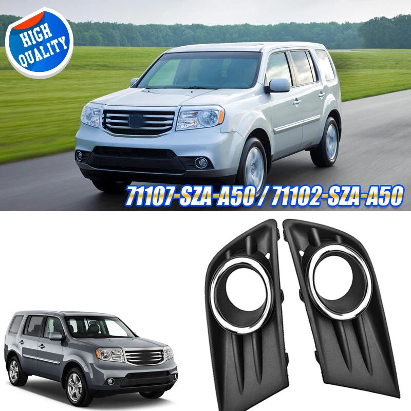 Fog Light Lamp Covers 2 x with Chrome Ring for Honda Pilot (2012-2015)