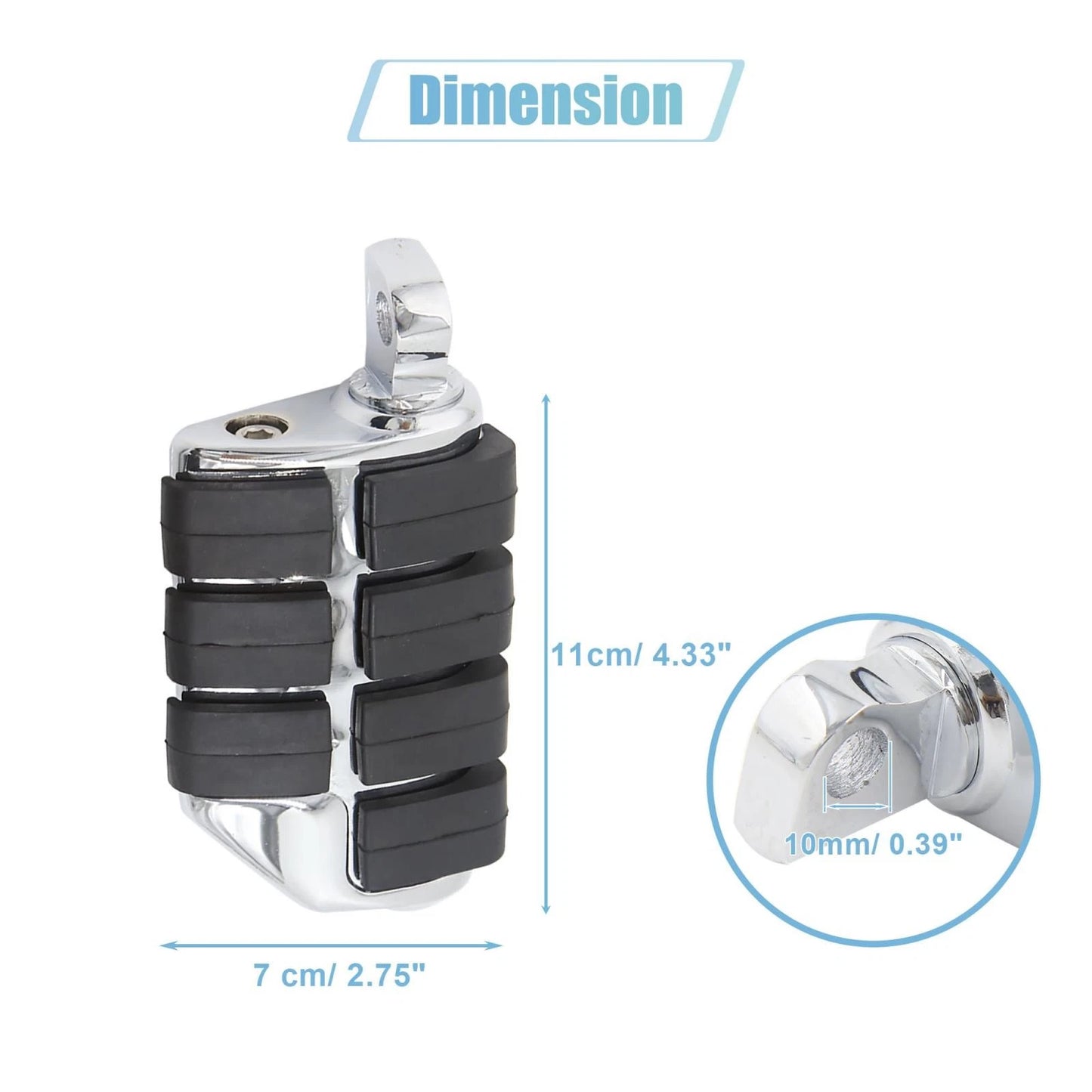 Pair 10mm Aluminum Footrest Footpeg Foot Rest Peg for Motorcycle