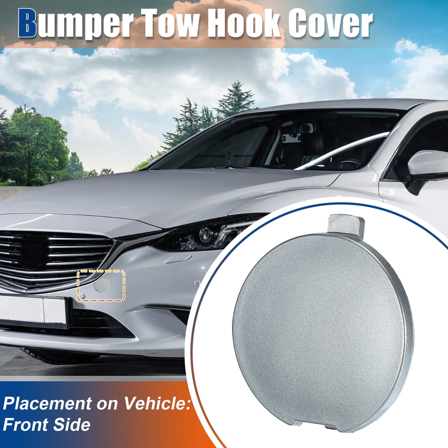 Front Tow Hook Cover for Mazda 6 (2014-2016) Silver Tone