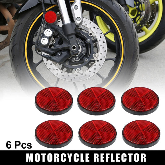 6pcs M6x1.0 Red Universal Screw Mount Round Warning Reflector for Motorcycle