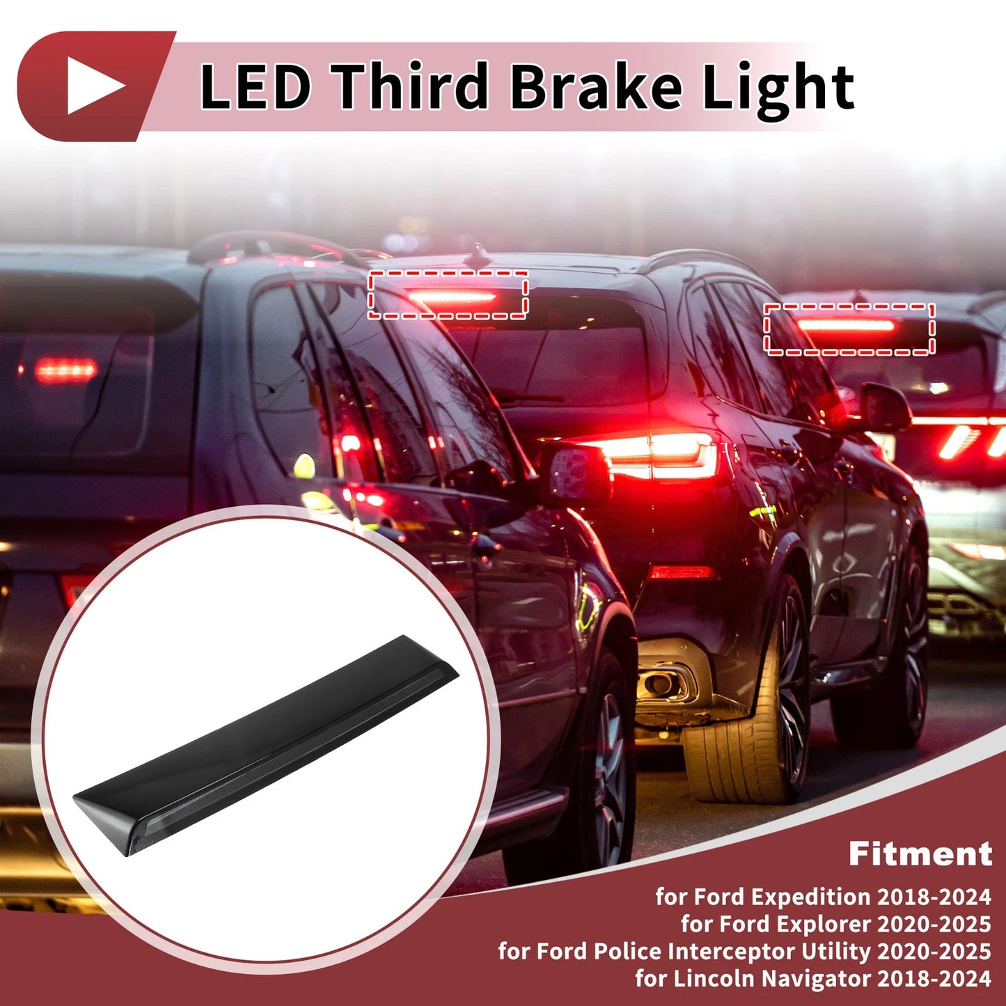 High Mounted LED Third Brake Light for Ford Expedition Explorer (2003-2023)