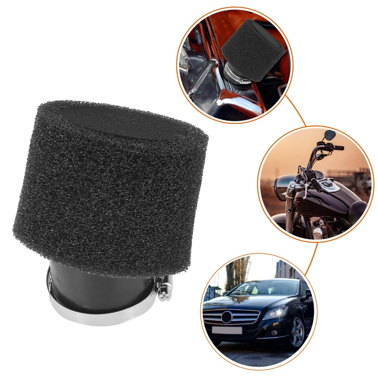 48mm Bent Air Filter Cleaner for 150cc Engine Black