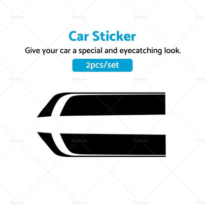 Wide Black Racing Car Hood Stripe Decals for Universal Fit