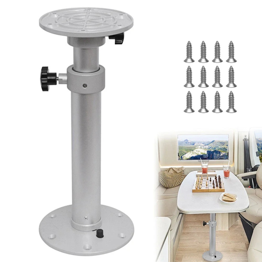 Adjustable Table Pedestal Stand for Boat/RV - Aluminum Alloy, Detachable Base