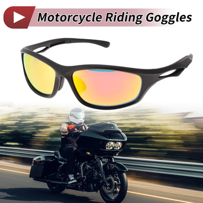 1 Pc Motorcycle Riding Goggles Red Lens Black Frame Tri-acetel Cellulose PC