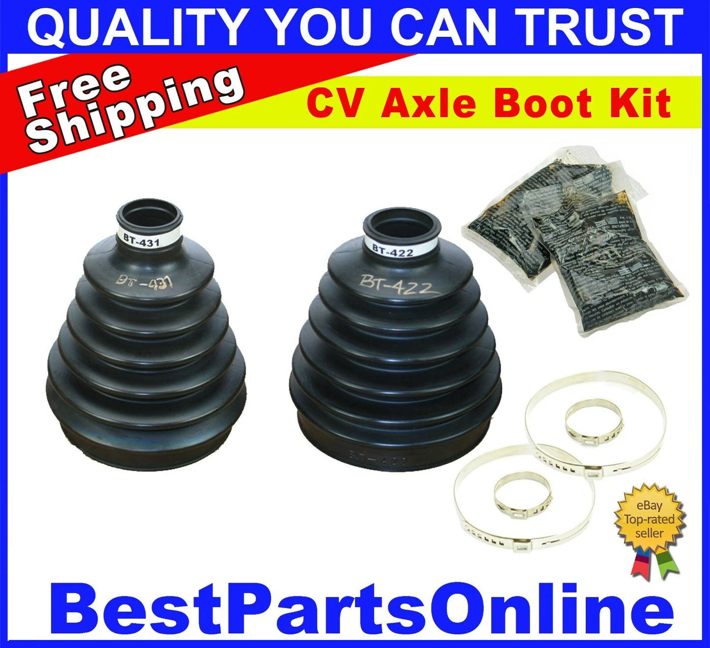 CV Axle Boot Repair Kit 2 x Front for Hyundai Santa Fe (2007–2008)