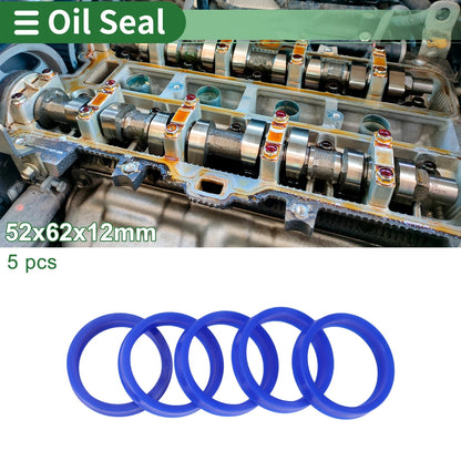 Oil Seal 52x62x12mm TPU Seal Ring Rotary Shaft High Pressure Blue 5 Pcs
