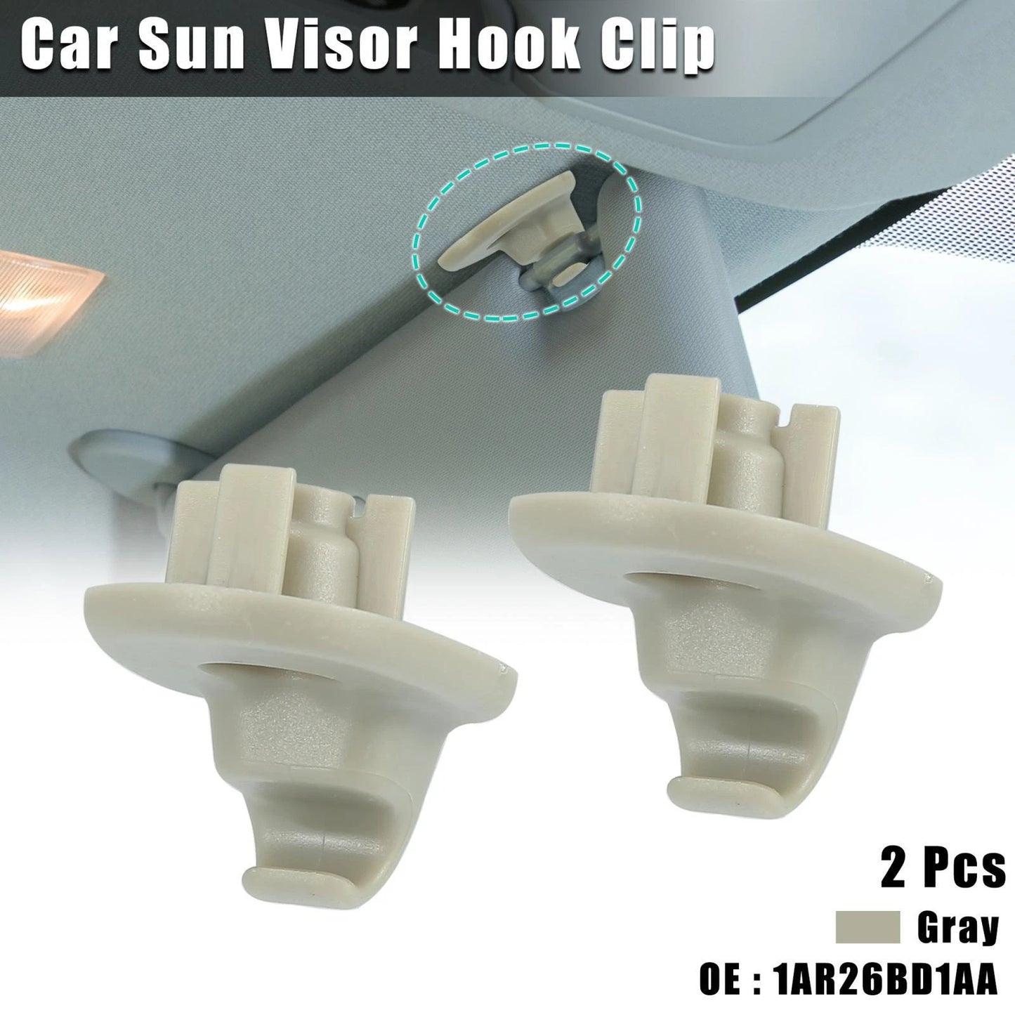 Gray Visor Clip Replacement Retainer for Jeep Liberty, Dodge Nitro (2002-2012) - 2 Pcs