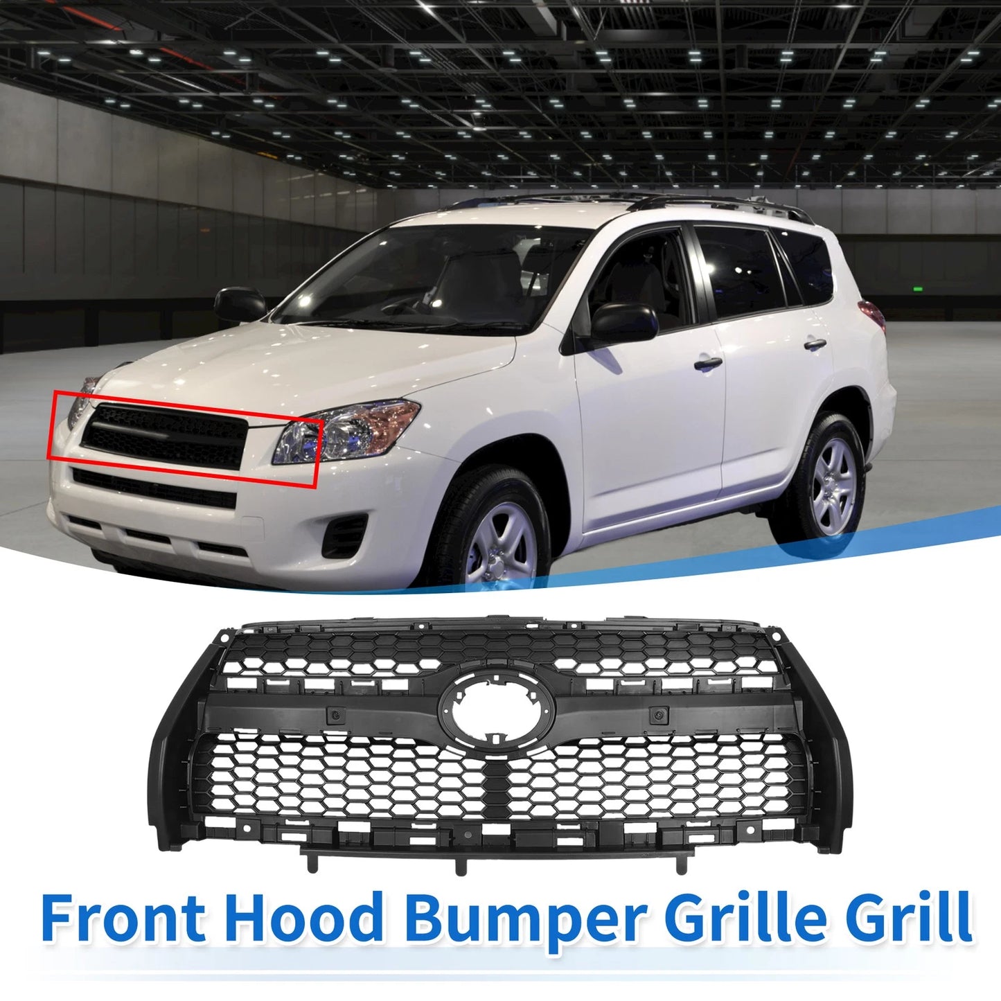 Front Bonnet Bumper Grille for Toyota RAV4 2009-2012 Black