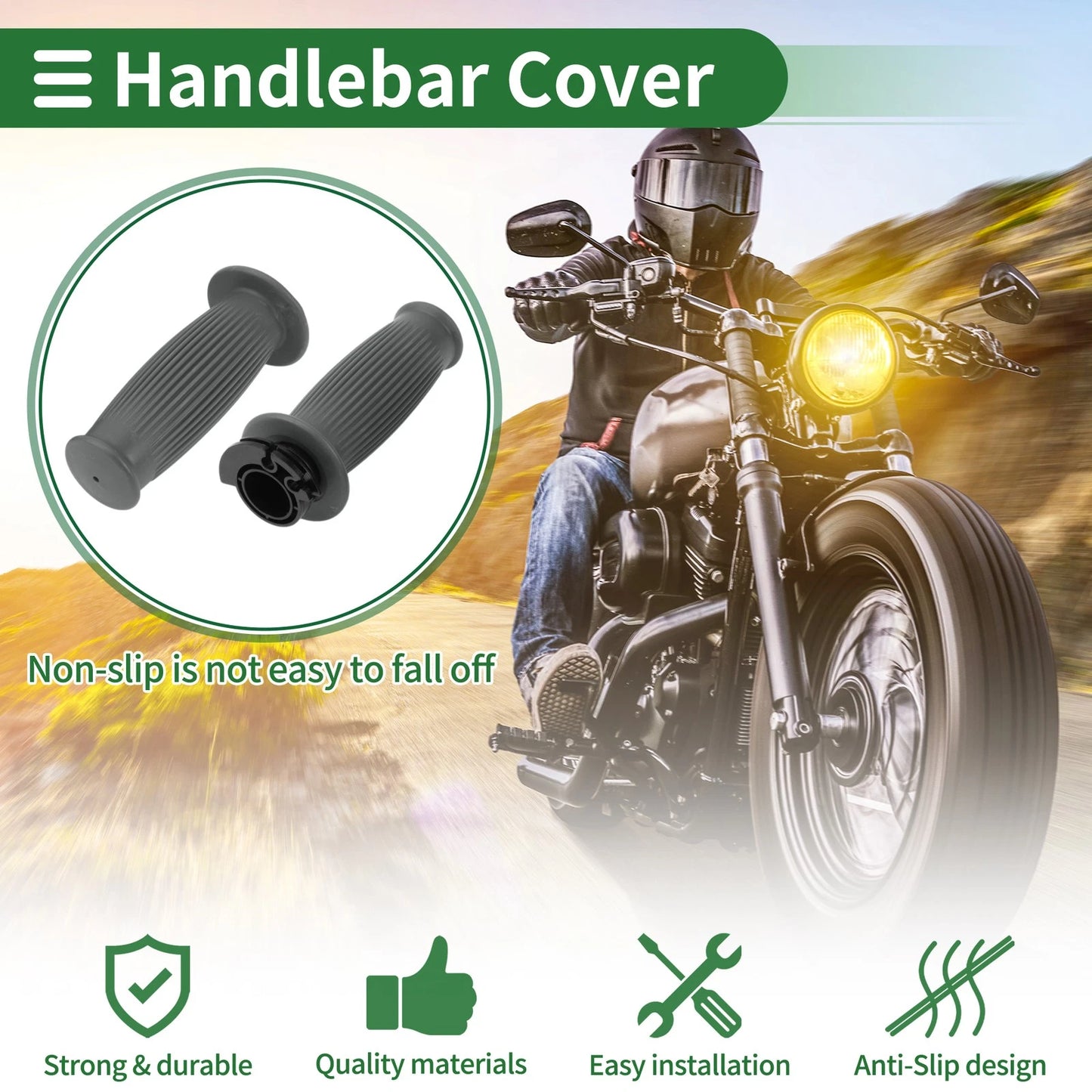 7/8" 22mm Hand Grips Cover TPU Gray for Motorcycle