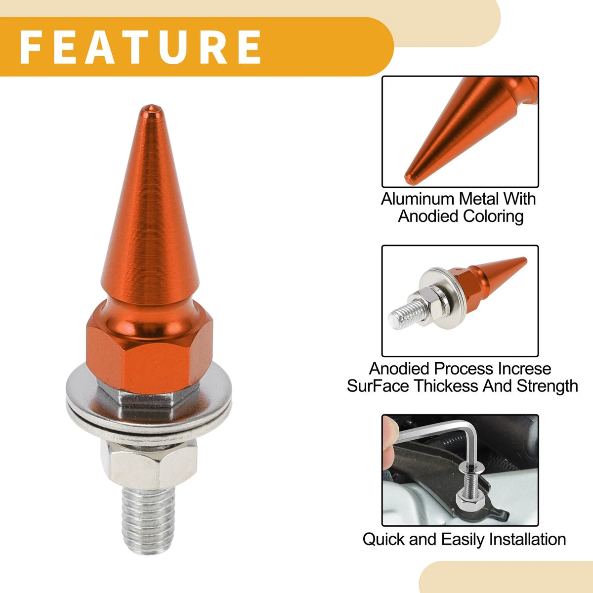 License Plate Screws Cover 54mm Orange 4 Pcs for Universal Motorcycle