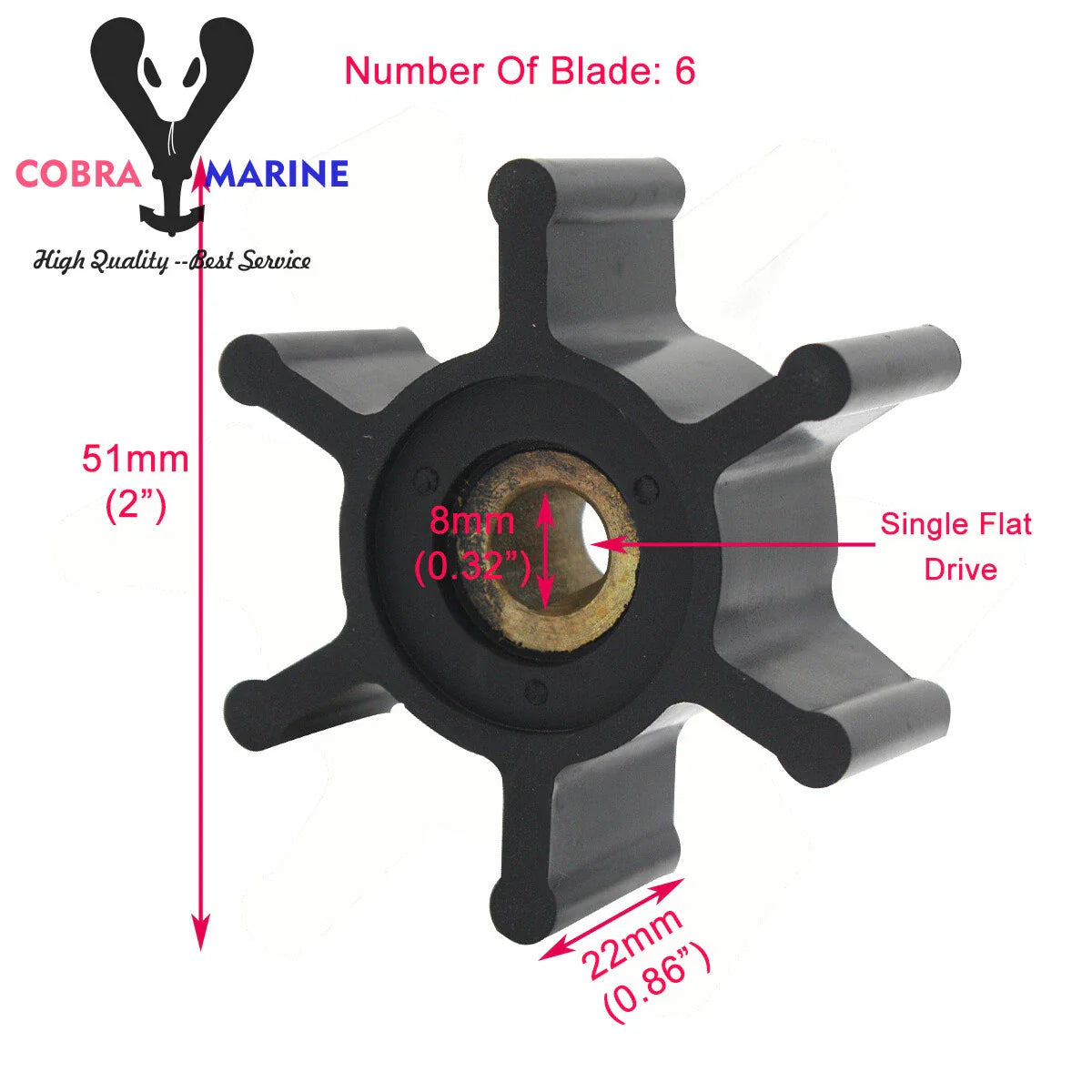 Water Pump Impeller for Jabsco 6303-0001 Johnson 09-824P Sierra 18-3249