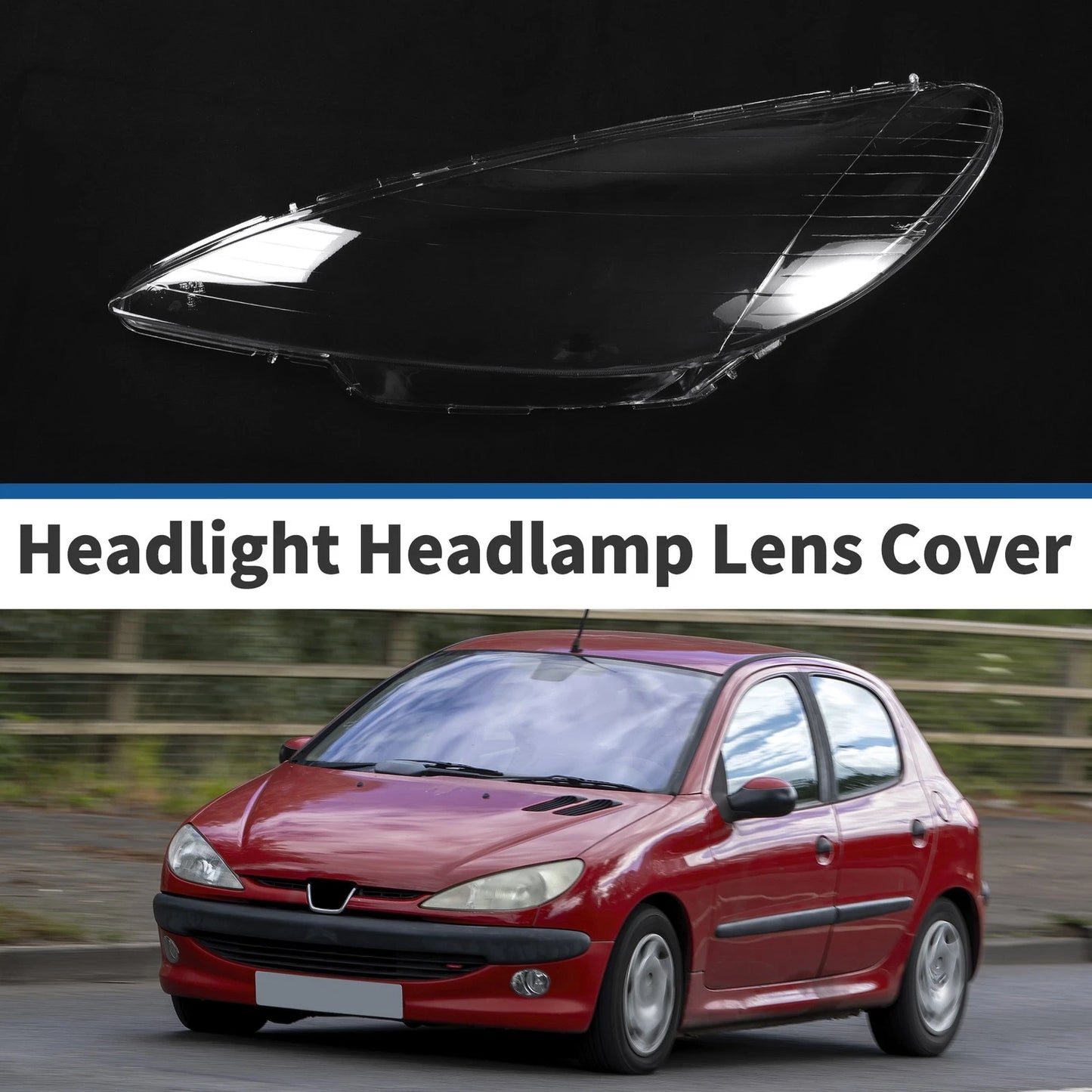 Front Left Headlight Lens Cover for Peugeot 206 (2004-2008)