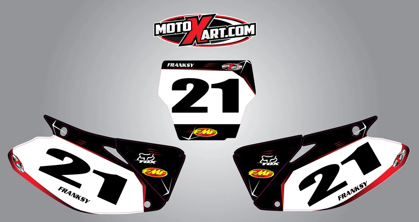 Custom Number Plates for Honda CR 125 2006-2016 - Barbed Style Stickers