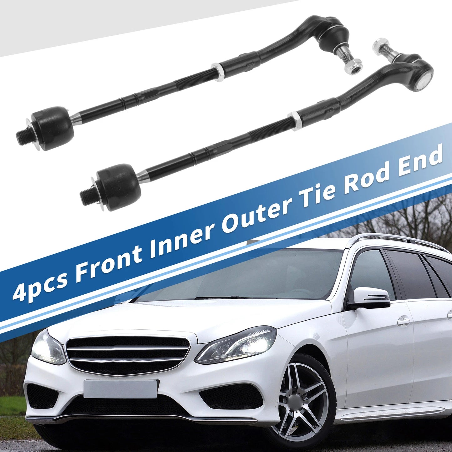 4pcs Front Inner Outer Tie Rod Ends for Mercedes-Benz C55 (2005-2006)