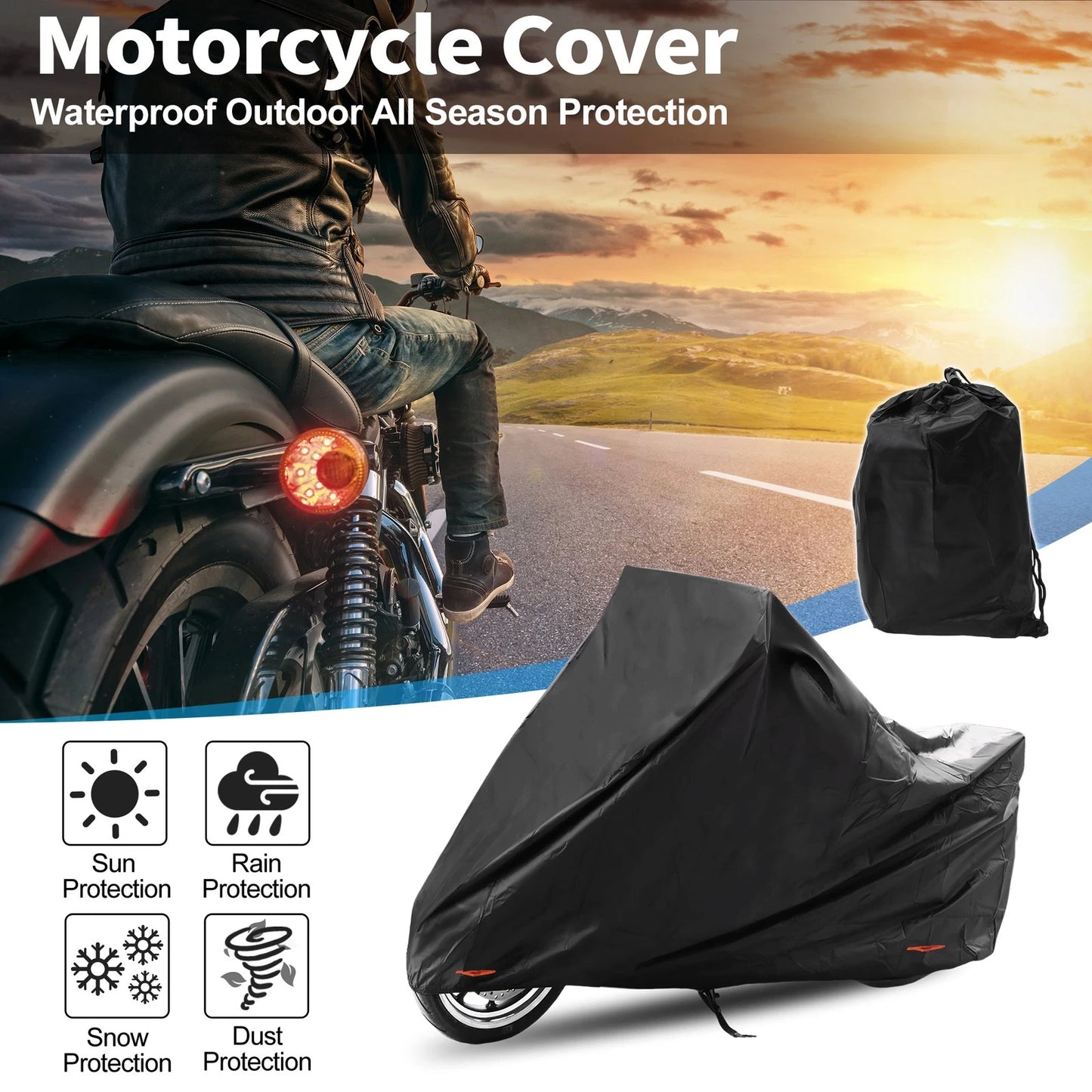 Motorcycle Cover 210D-PU Black for Kawasaki Ninja 400 (2018–2023)