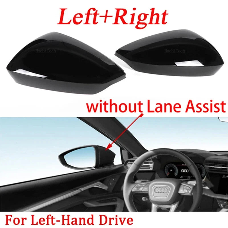 Gloss Black Exterior Side Mirror Cover Caps for Audi A3 S3 RS3 (2021-2024)