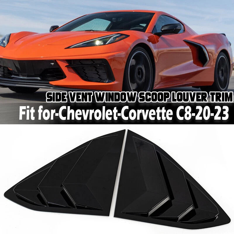 ABS Rear Window Louver Cover Trim Gloss Black for Corvette C8 (2020-2023)