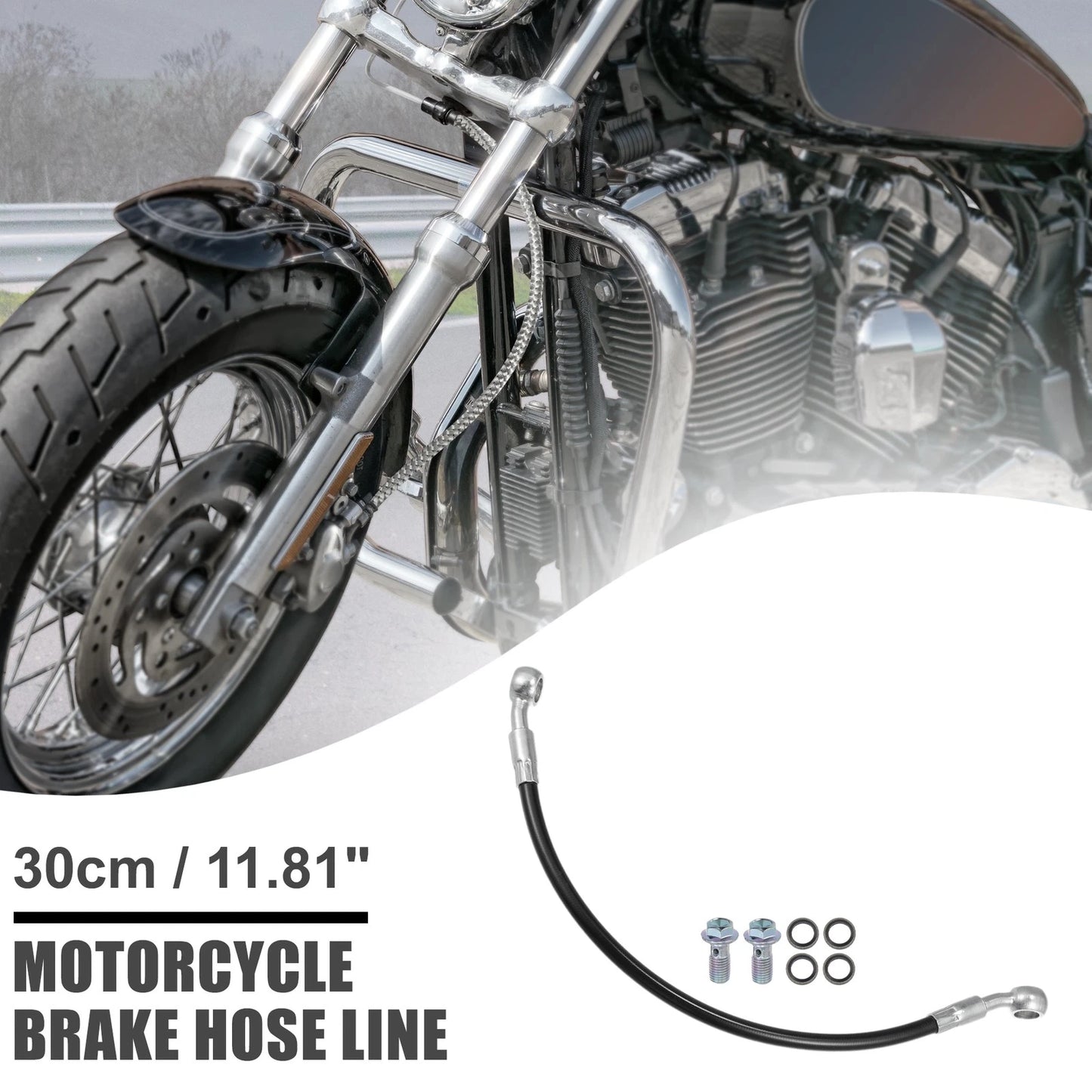 Brake Hose / 30cm Black / Hydraulic Brake Line for Motorcycle