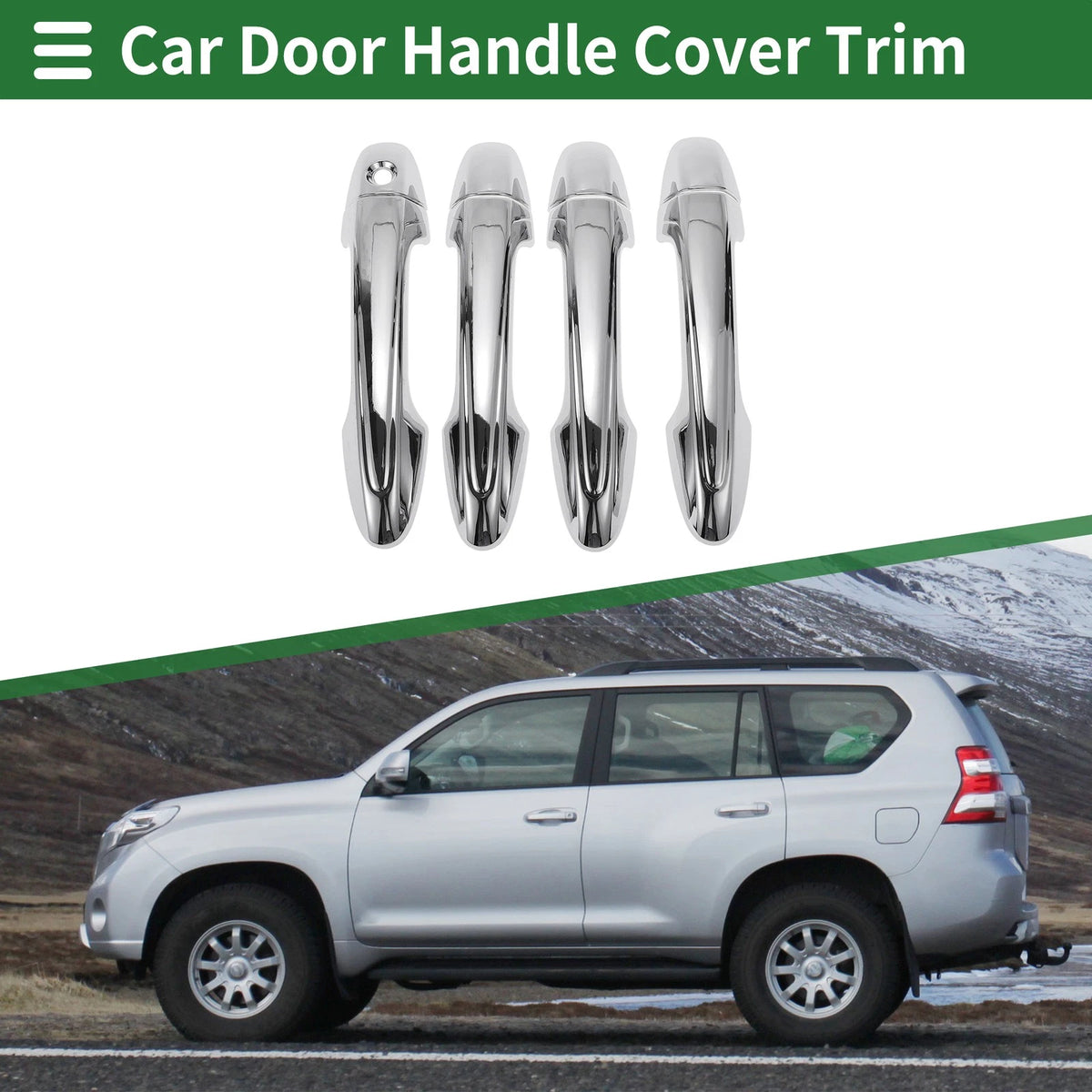 Silver Door Handle Cover Trim for Toyota RAV4 (2013-2018)