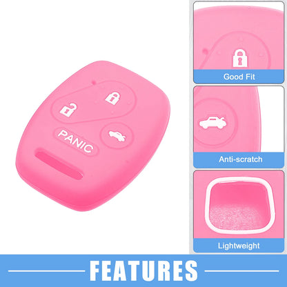 Smart Key Fob Covers for Honda Accord Civic CR-V Pilot Black Pink ()