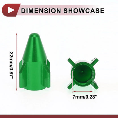 Mini Rocket Style Tire Valve Stem Caps Dust Covers Green for Car 4 Pcs