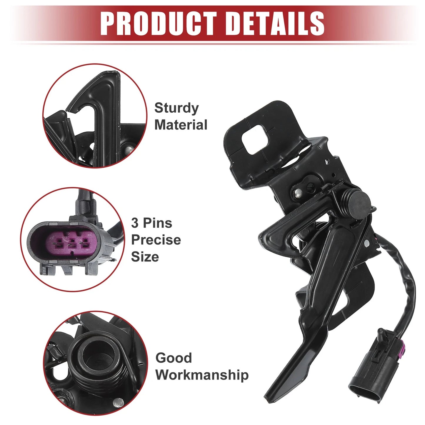 2.0L/2.5L Hood Latch W/ Sensor for Chevrolet Malibu Black