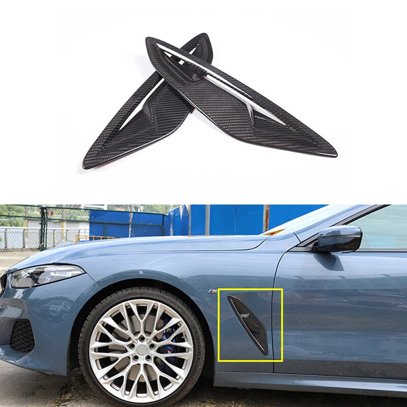 Real Carbon Fiber Side Fender Air Vent Cover Trim for BMW 8 Series 2019-2022