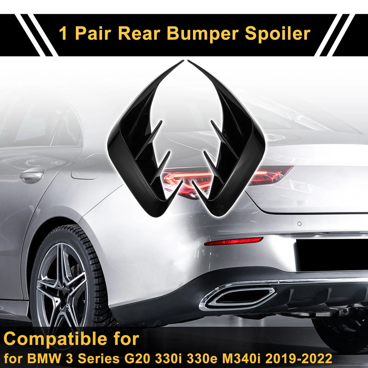 Rear Bumper Spoiler for BMW 3 Series G20 330i 330e M340i Gloss Black ABS