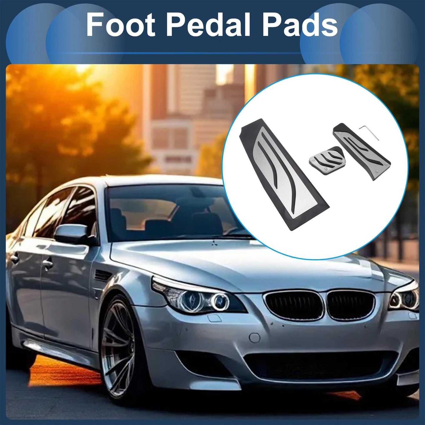 3 x Automatic Foot Accelerator Pedal Covers for BMW 5 Series E60 E61 (2004-2010)