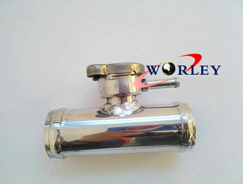 32mm Aluminum Inline Radiator Hose Pipe Filler Neck & Cap for Car