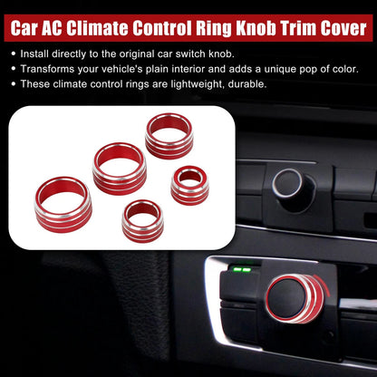 5x / Red AC Climate Control Knob Ring Trim Cover for Toyota Camry (2018-2020)