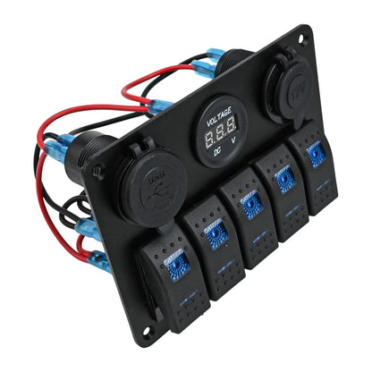 Marine Switch Panel Waterproof with USB Charging for Truck and Caravan