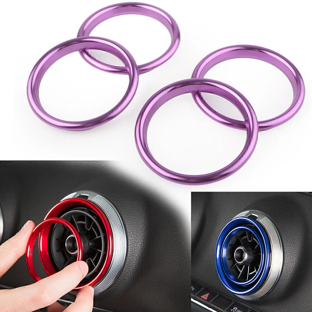 4 x Purple Car Air Vent Cover Rings for Audi A3 S3 Q2L 2012-2019