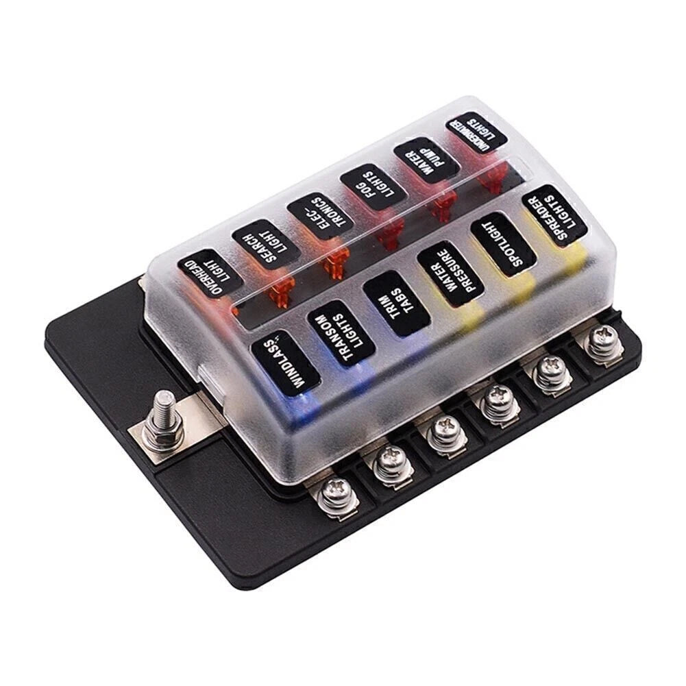 12 Way LED Circuit Blade Fuse Box Holder for Car Boat UK