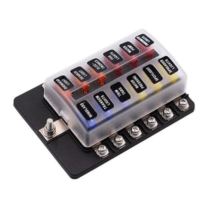 12 Way LED Circuit Blade Fuse Box Holder for Car Boat UK