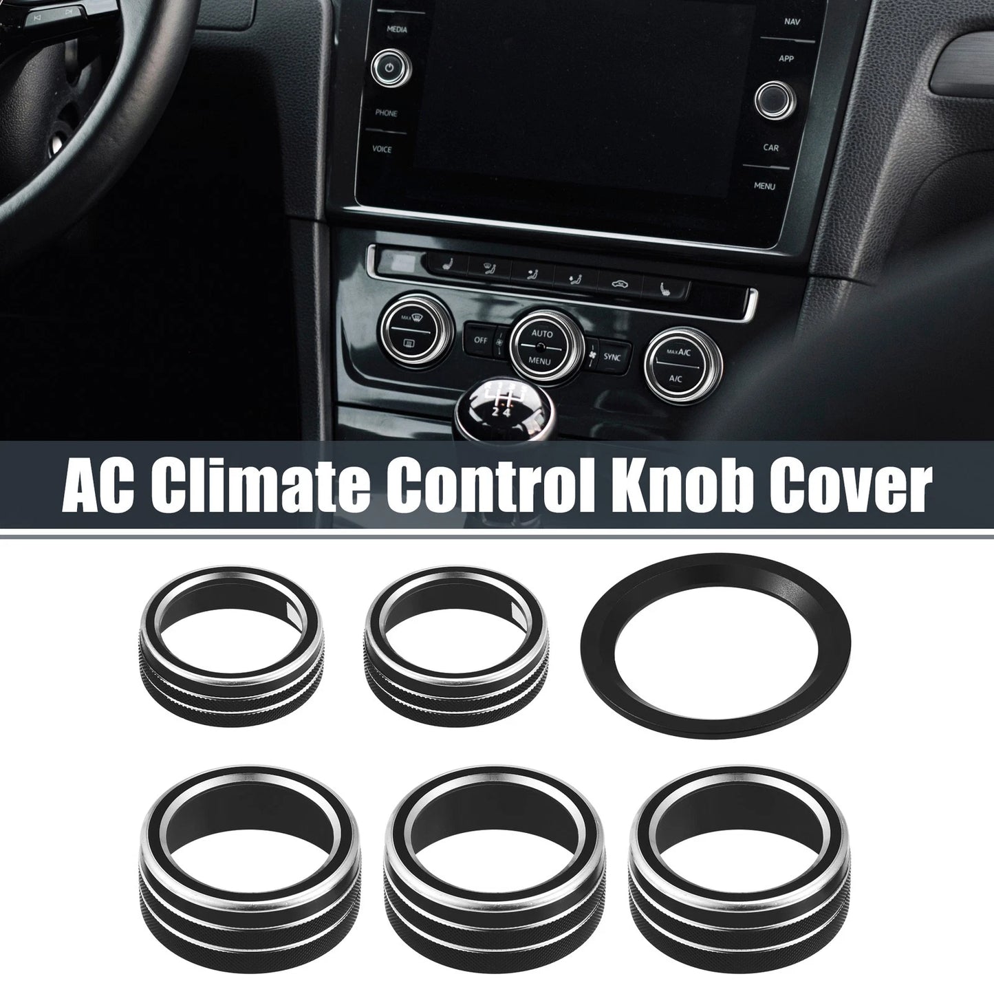 5 x AC Knob Ring Covers for Honda Accord Sedan Sport (2018-2023)
