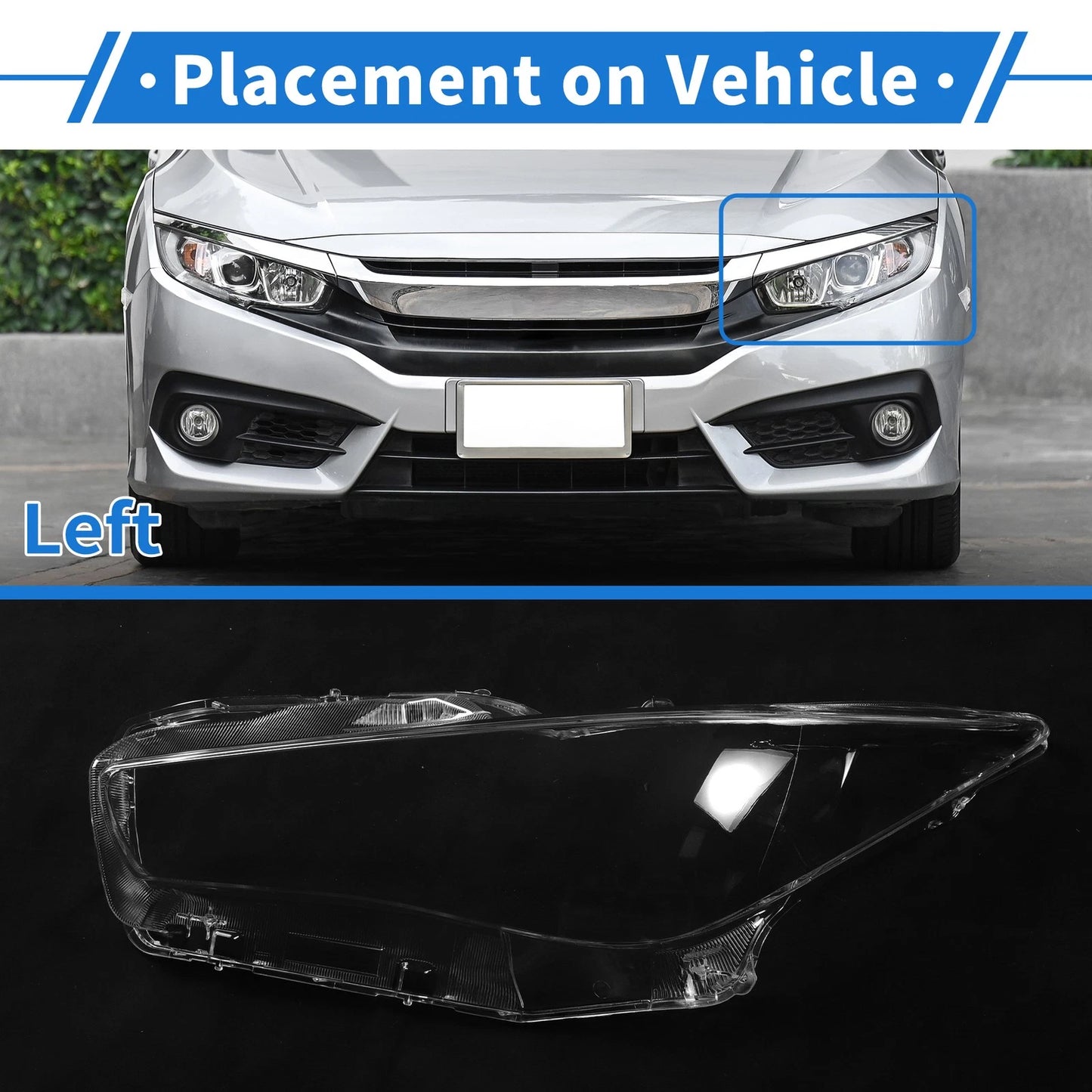 1 Pcs Front Left Headlight Lens Cover PC Clear for Infiniti Q50 (2014-2021)