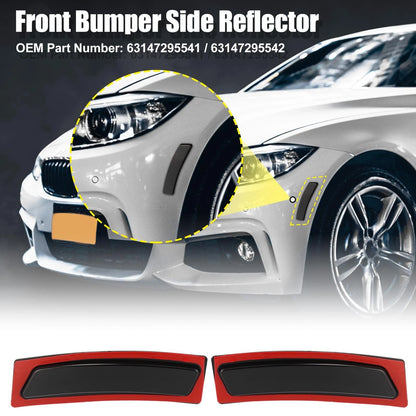 2x Black Lens Front Bumper Side Marker Reflector for BMW 428i 435i (2014-2016)