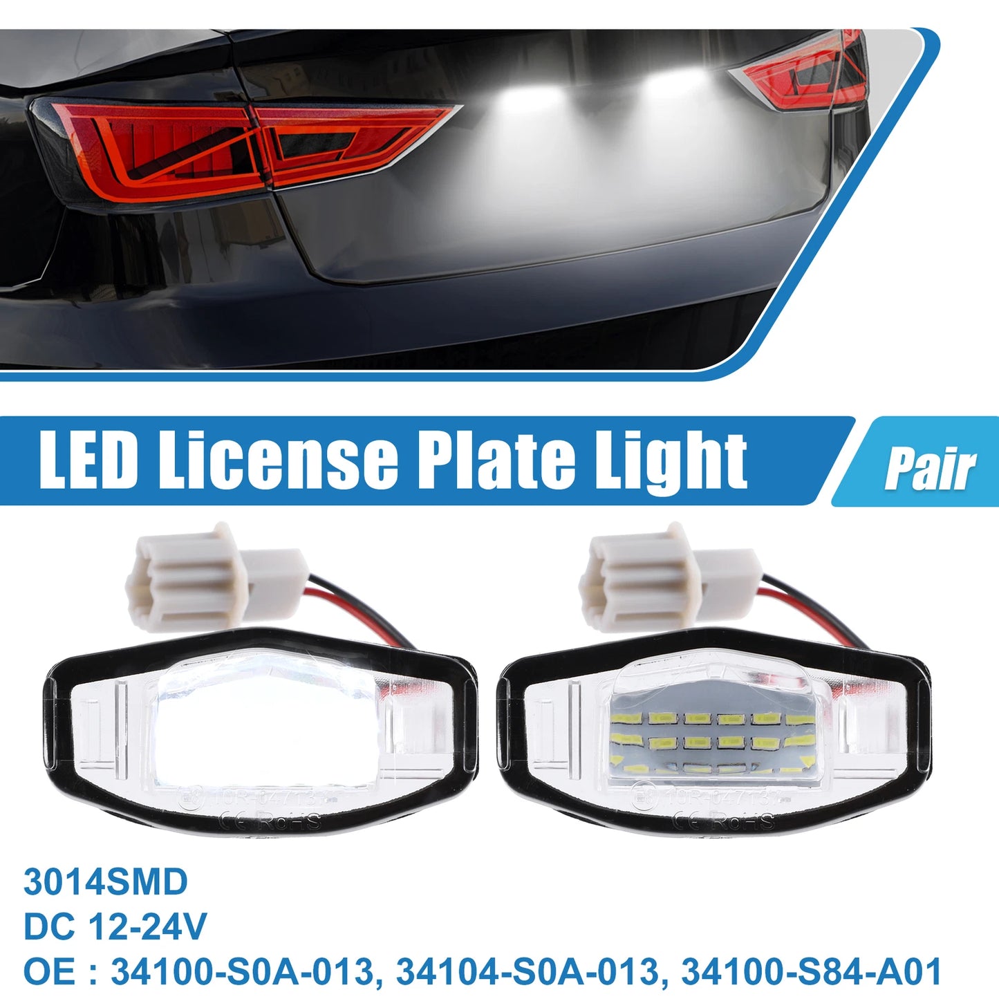 White LED License Plate Light Assembly  for Acura (2016-2023)