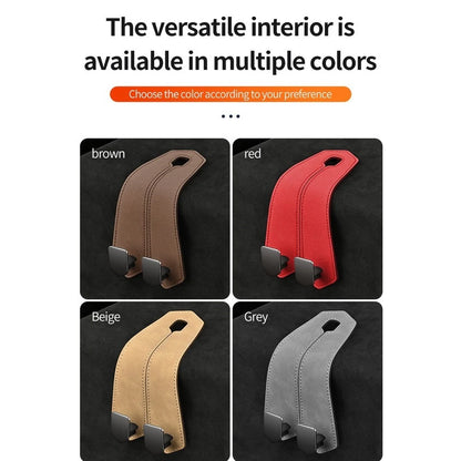 Dual Hook Car Seat Organizer with Suede Finish and Phone Stand Feature