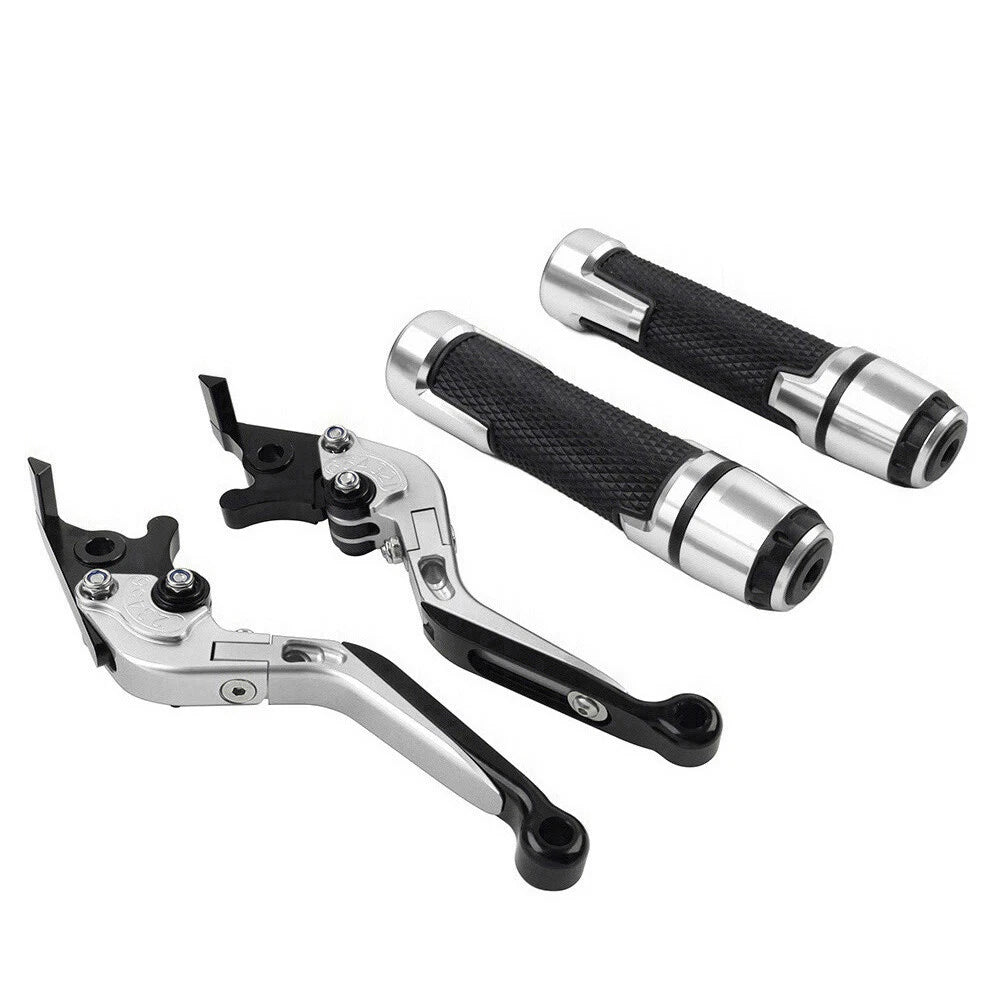 Silver Extendable Brake Clutch Lever Grip Set for Yamaha YZF R1 (2009-2014)