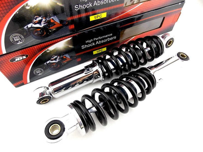 280mm JBS Black/Chrome Lowering Shock Absorbers for Suzuki GT185 (76-78)